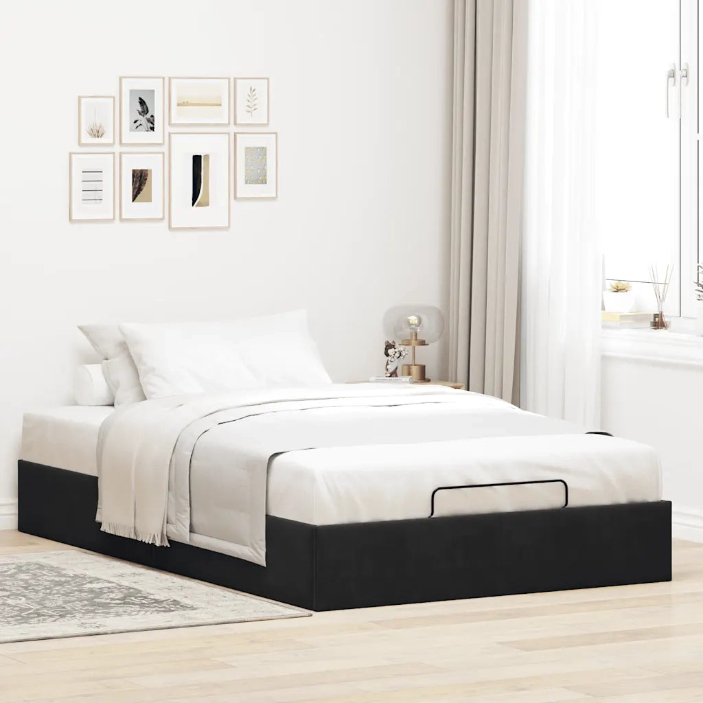 Struttura Letto Pouf Senza Materasso Nero 120x190 cm Velluto