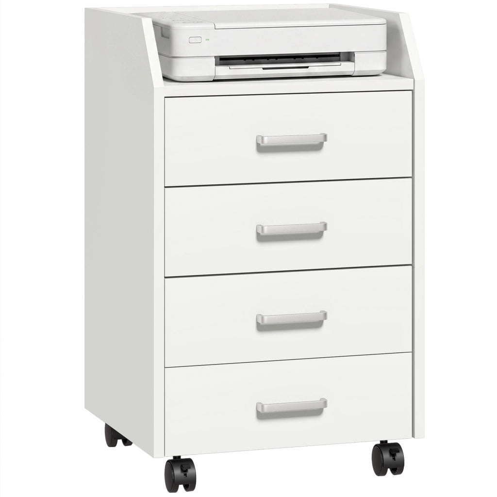 Cassettiera da Ufficio in Legno con 4 Cassetti ¨C Zephmum ¨C Bianco 40x36x65cm