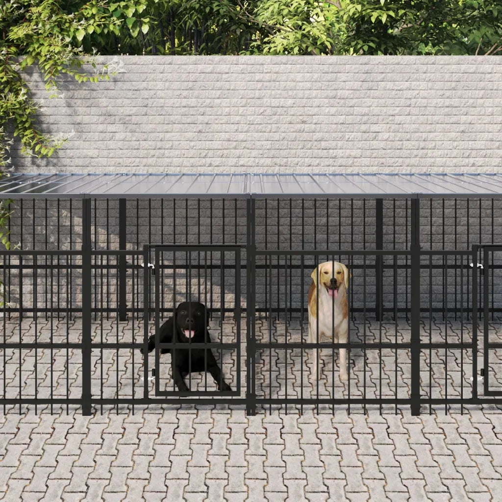 Gabbia per Cani da Esterno con Tetto in Acciaio 11,26 mÂ² cod mxl 44296