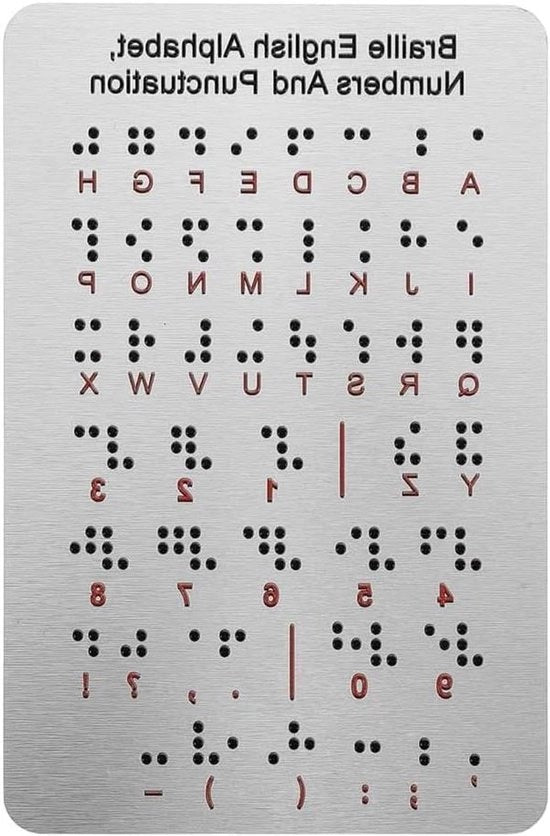 Alfabetto Braille per principianti con punti in rilievo, numeri e segni diacritici