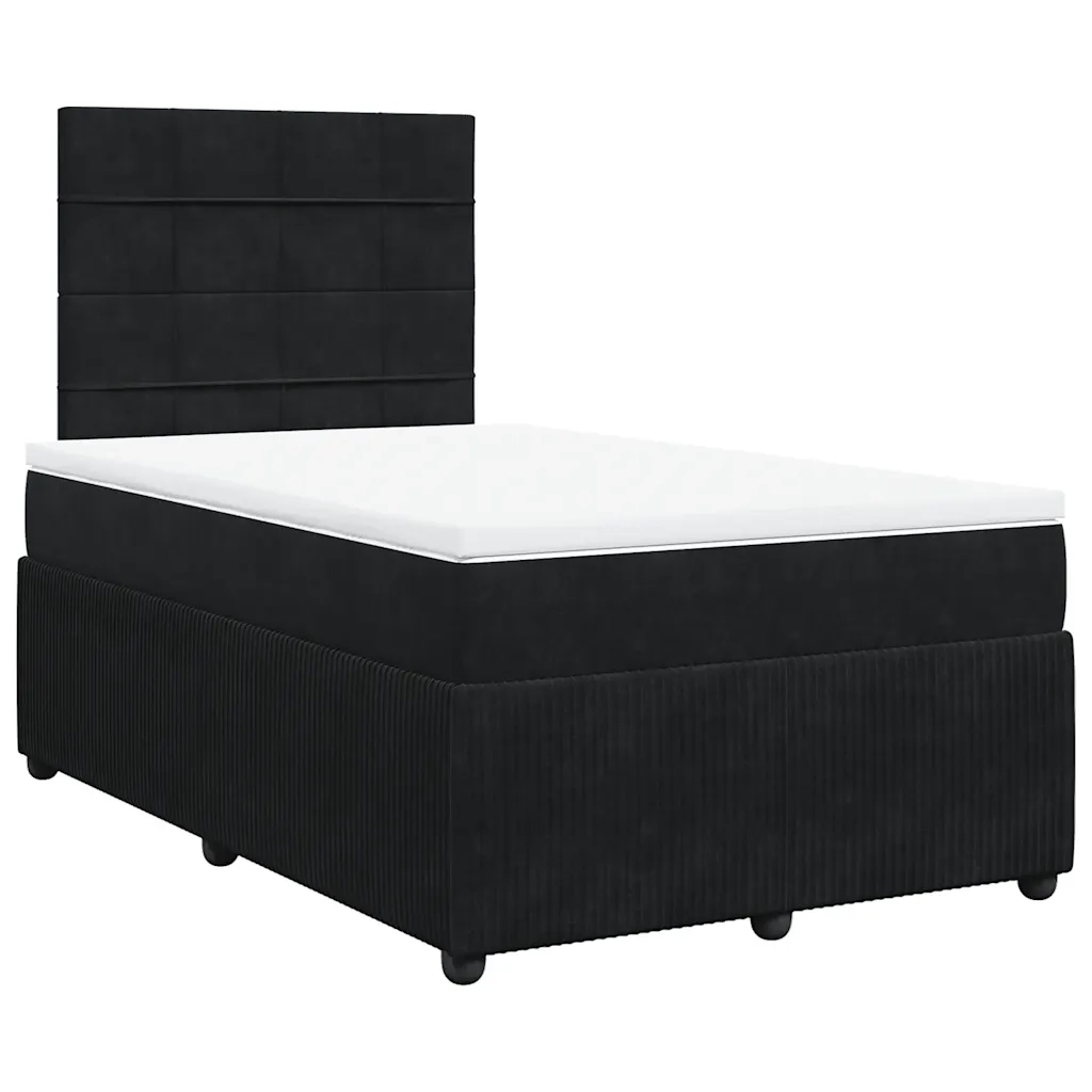 vidaXL Giroletto a Molle con Materasso Nero 120x190 cm in Velluto