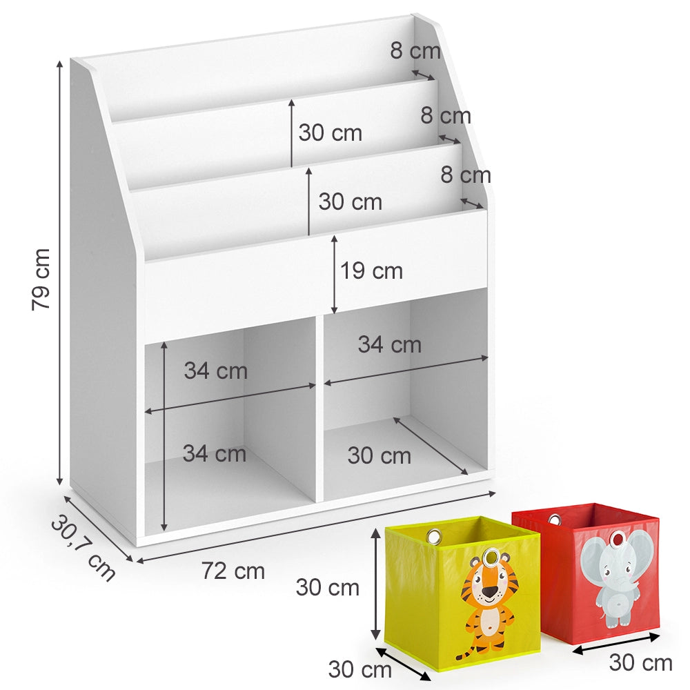 Vicco Libreria bambini Bianco 30.7 x 79 cm con 2 scatole pieghevoli opt.2
