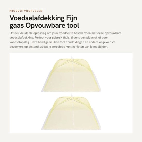 Copertura alimentare - Fitta di seta - Strumento pieghevole - 43x43 cm - Repellente insetti - Adatto per uso domestico e picnic - Accessorio cucina