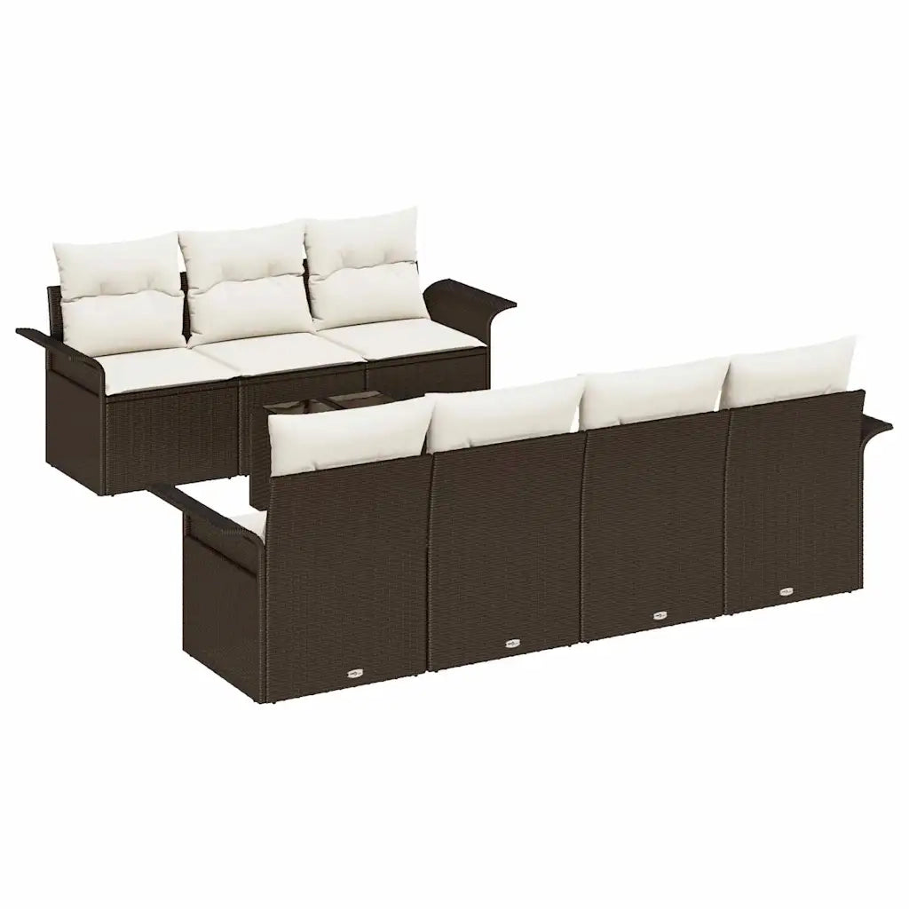 Set Divano da Giardino 8 pcs Marrone e Crema polyrattan 3353937
