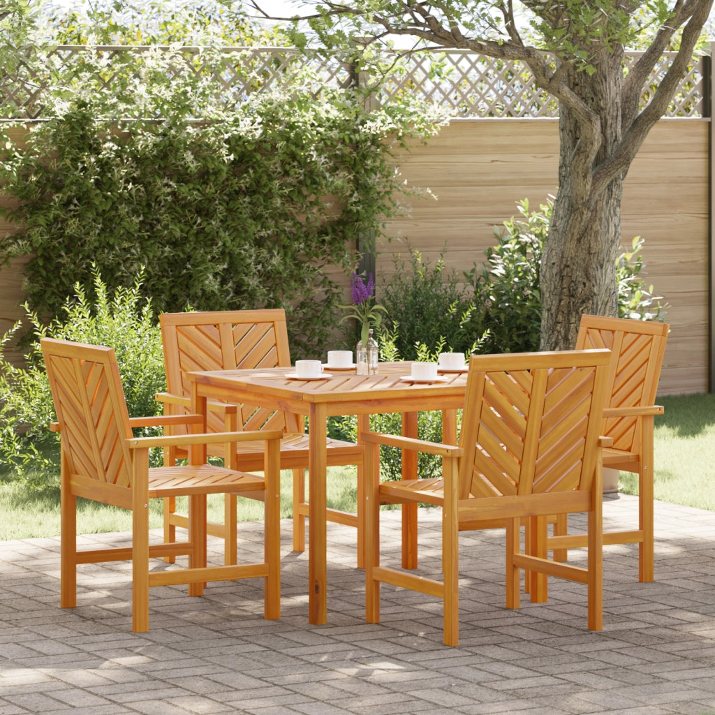 Set da pranzo da giardino 4 pezzi in legno massello di acacia