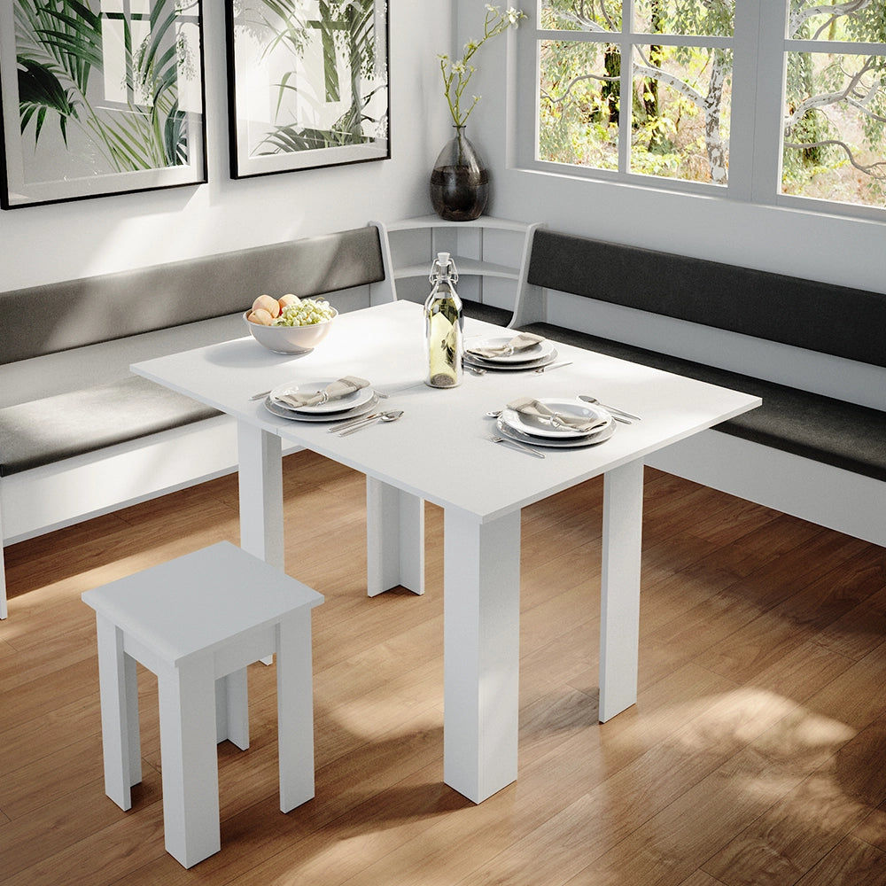 Vicco Gruppo panca ad angolo Bianco 210 x 41.5 cm con tavolo