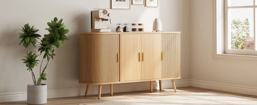 Credenza con 2 ante e ante scorrevoli laterali, ripiano regolabile, per sala da pranzo e ingresso 150 × 40 × 79 cm