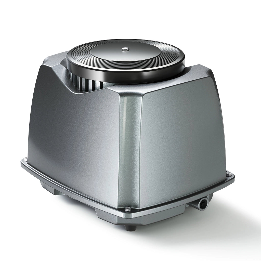 CAP-100 Aeratore acquario 70 W, ossigenatore per laghetti da giardino da 80 m³ e acquari, pompa d'aria 100 l/min con 4 uscite, sistema di aerazione con pietra d'aria e valvola di non ritorno