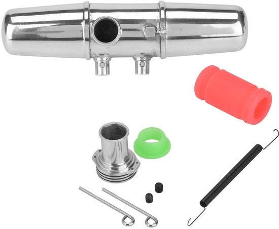 Sistema di scarico in alluminio Aggiornamento - Doppio scarico - Adatto per HPI Savage 4.6/5.9 - Leggero - Duraturo - Rivestimento di alta qualità - Scarico in acciaio