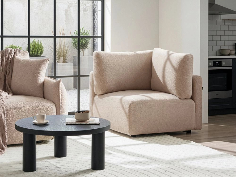 Modulo angolare sinistro Rivestimento in bouclé beige Divano a 1 posto Sezione Soggiorno in stile moderno