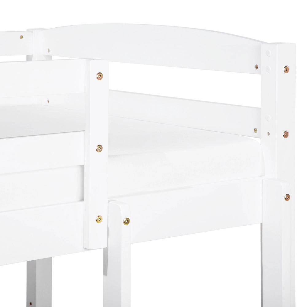 Letto a castello letto doppio in legno di pino bianco singola misura 90 x 200 per bambini in cameretta