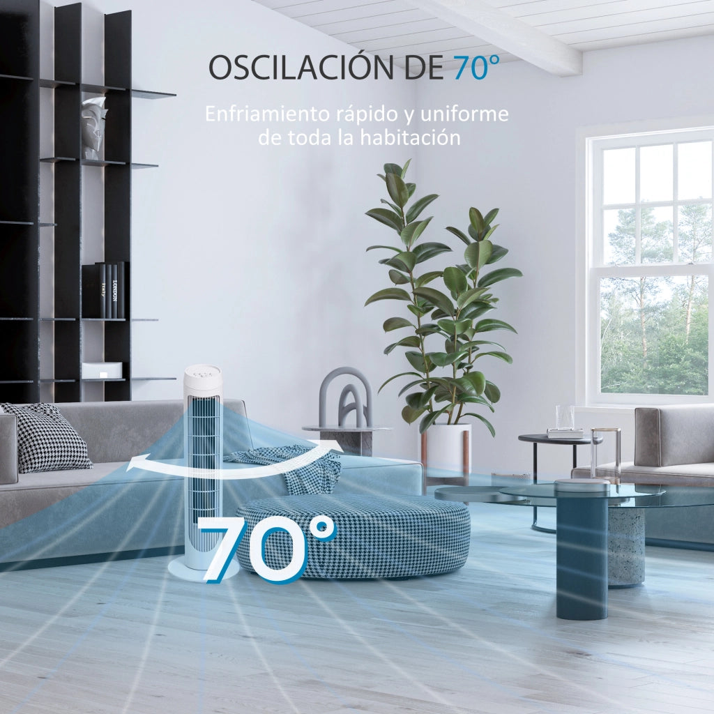 Ventilatore a Torre 45W ¨C zephmum ¨C Bianco ?27x75 cm