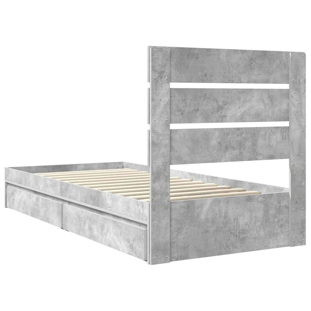 Letto con Contenitore con testiera Grigio cemento 100 x 200 cm