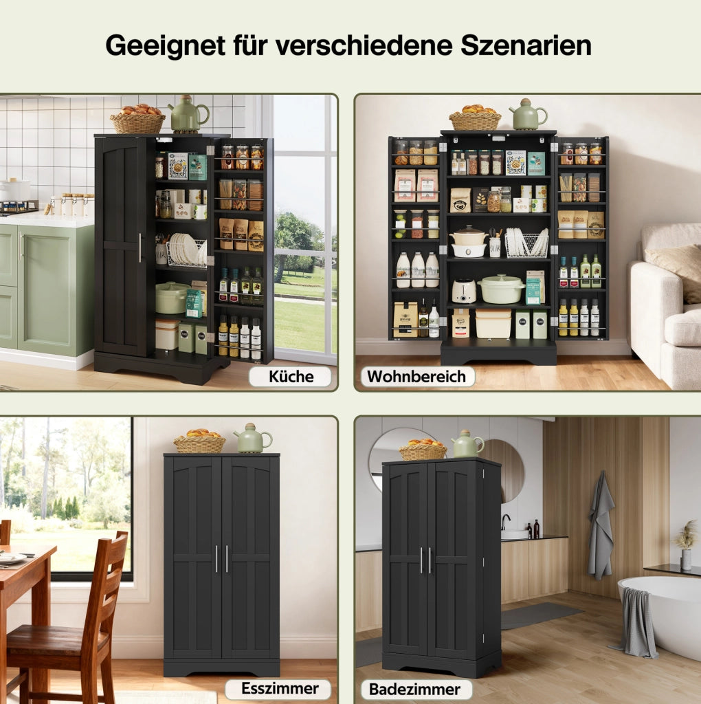 Mobile dispensa alto in MDF nero con luce LED a sensore