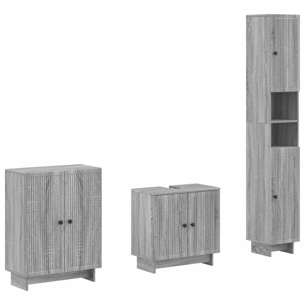 Set di armadietti da bagno in 3 pezzi EDE Sonoma grigio 3417420