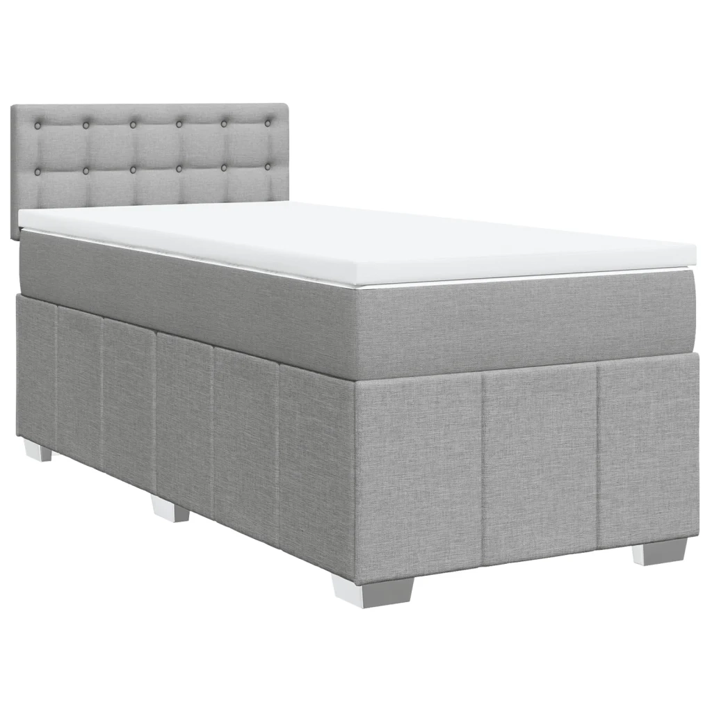 Giroletto a Molle con Materasso Grigio Chiaro100x200 cm Tessuto