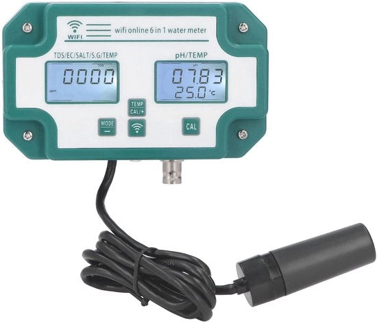 Misuratore di Qualità dell'Acqua - PH EC SG - Alta Precisione - Connessione WiFi - Tester dell'Acqua da Bere - Adatto all'Uso Domestico - Fornitore di Cura EU