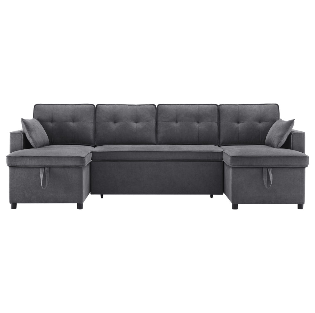 Divano letto angolare a U grigio 270 cm con contenitore