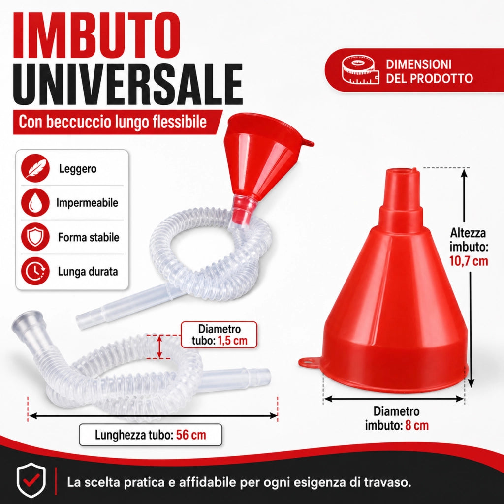 Imbuto Auto Universale Flessibile Ø8 cm per Olio Benzina AdBlue 524053
