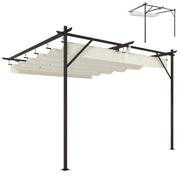 Pergola Gazebo Addossata 3x3 m con Tetto Scorrevole ¨C zephmum ¨C Crema
