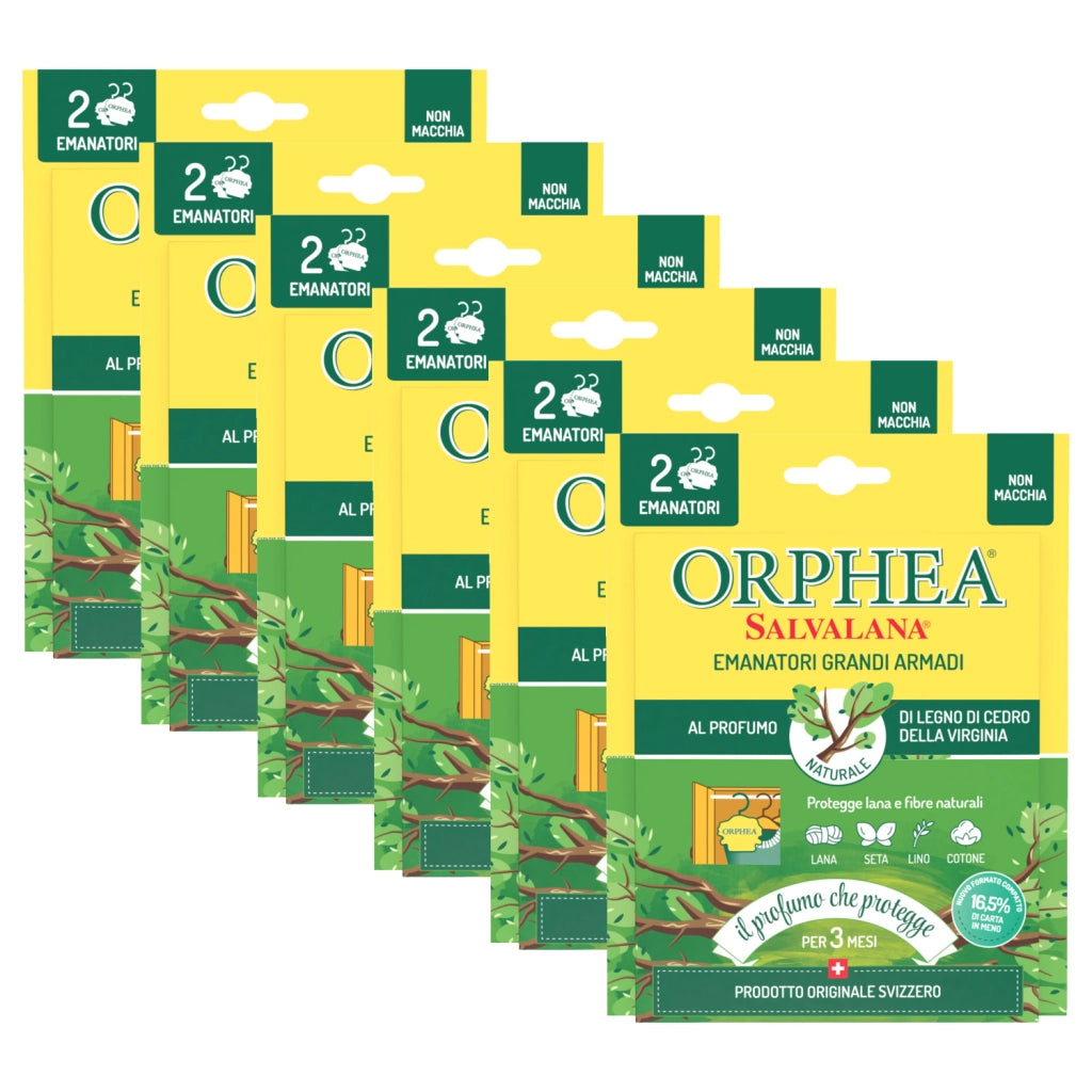 Orphea Salvalana, Emanatori Grandi Armadi, Agisce per 3 Mesi, 6 x 2 Diffusori, Legno di Cedro della Virginia