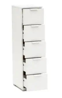 Cassettiera 5 cassetti bianco già montato L27 H103 P38
