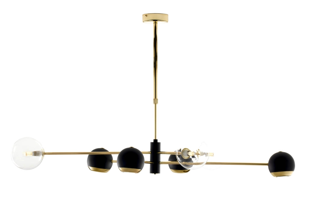 Lampadario moderno oro/nero vetro 8 luci Jupiter MOKA