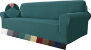 Copertura universale per divano 4 posti, 1 pezzo, Jacquard Spandex, protettore di divano per cani, amichevole con animali domestici, slipcover per divano (4 posti, grigio-verde)