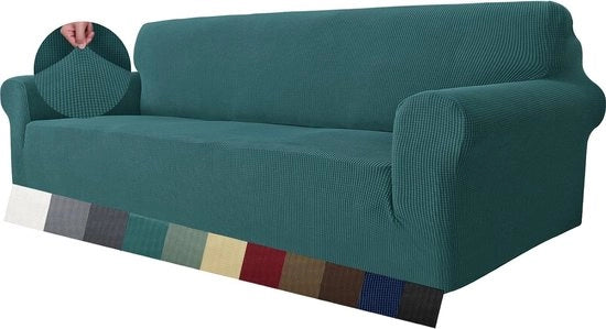 Copertura universale per divano 4 posti, 1 pezzo, Jacquard Spandex, protettore di divano per cani, amichevole con animali domestici, slipcover per divano (4 posti, grigio-verde)