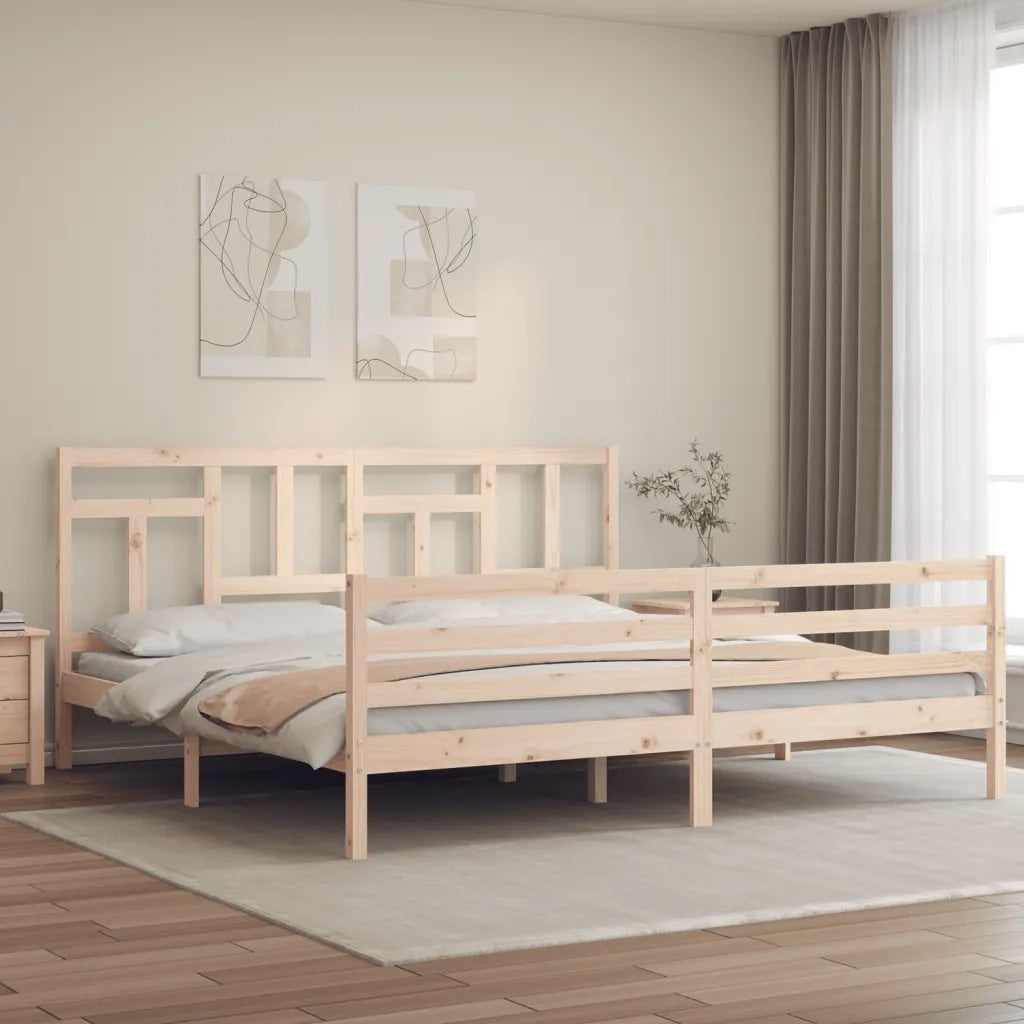 Giroletto con Testiera-Struttura Letto con testiera 200x200 cm in Legno Massello 541987