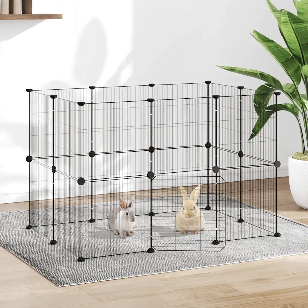 Gabbia per Animali 20 Pannelli con Porta Nera 35x35 cm Acciaio cod mxl 53888
