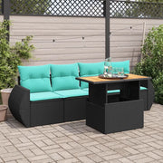 Set Divani da Giardino 5 pz con Cuscini in Polyrattan Nero