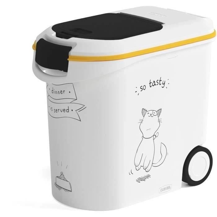 CURVER Contenitore per alimenti Diner è servito - 12 kg - 35 L - Bianco e nero - Per cat
