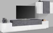 Parete Attrezzata Soggiorno Porta TV 240x45x51,6 cm con Pensile Coro Bianco Lucido e Ardesia
