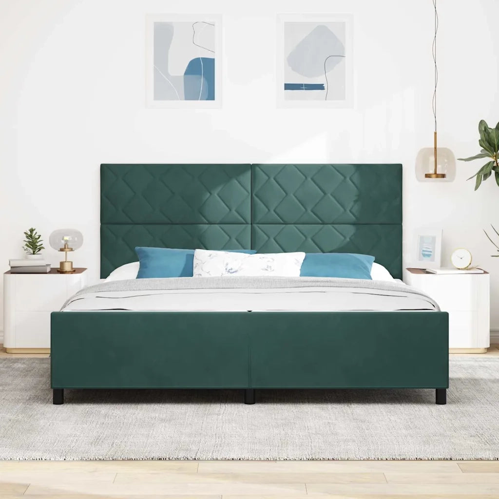 Letto a molle con testiera Verde Scuro 200 x 200 cm Velluto 3345032