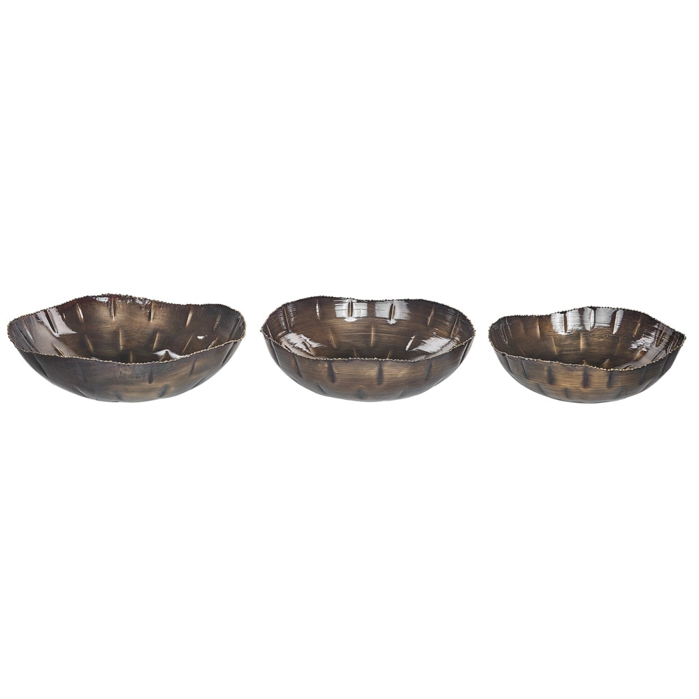 Set di 3 vassoi decorativi in metallo d'ottone con finitura anticata Design rotondo per vassoi d'accento