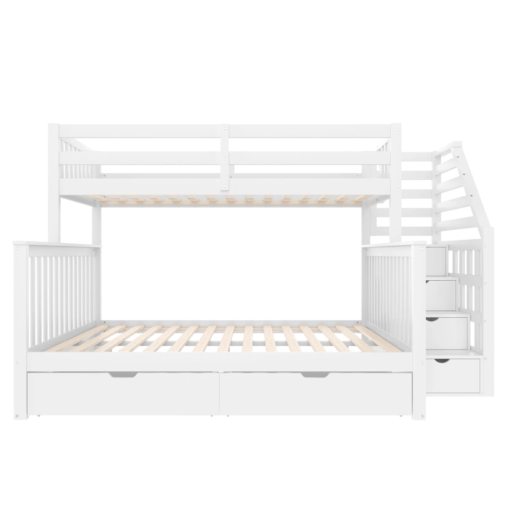 LETTO A CASTELLO 90x200/140x200 cm Bianco in legno di pino con cassetti