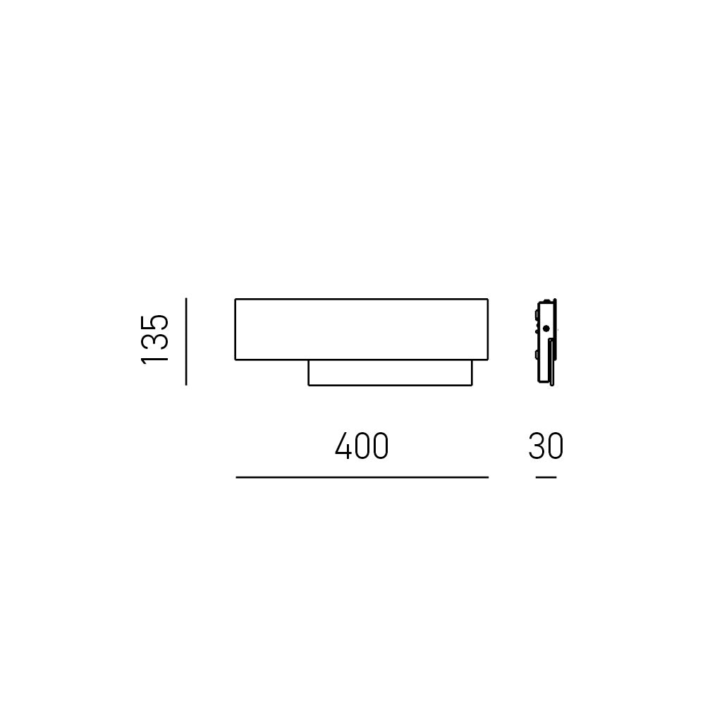 Doha - Applique led da parete moderna 15W - Alluminio bianco e tortora, luce calda 3000K, 1270lm, diffusore bisatinato, IP20, l.40x13,5cm