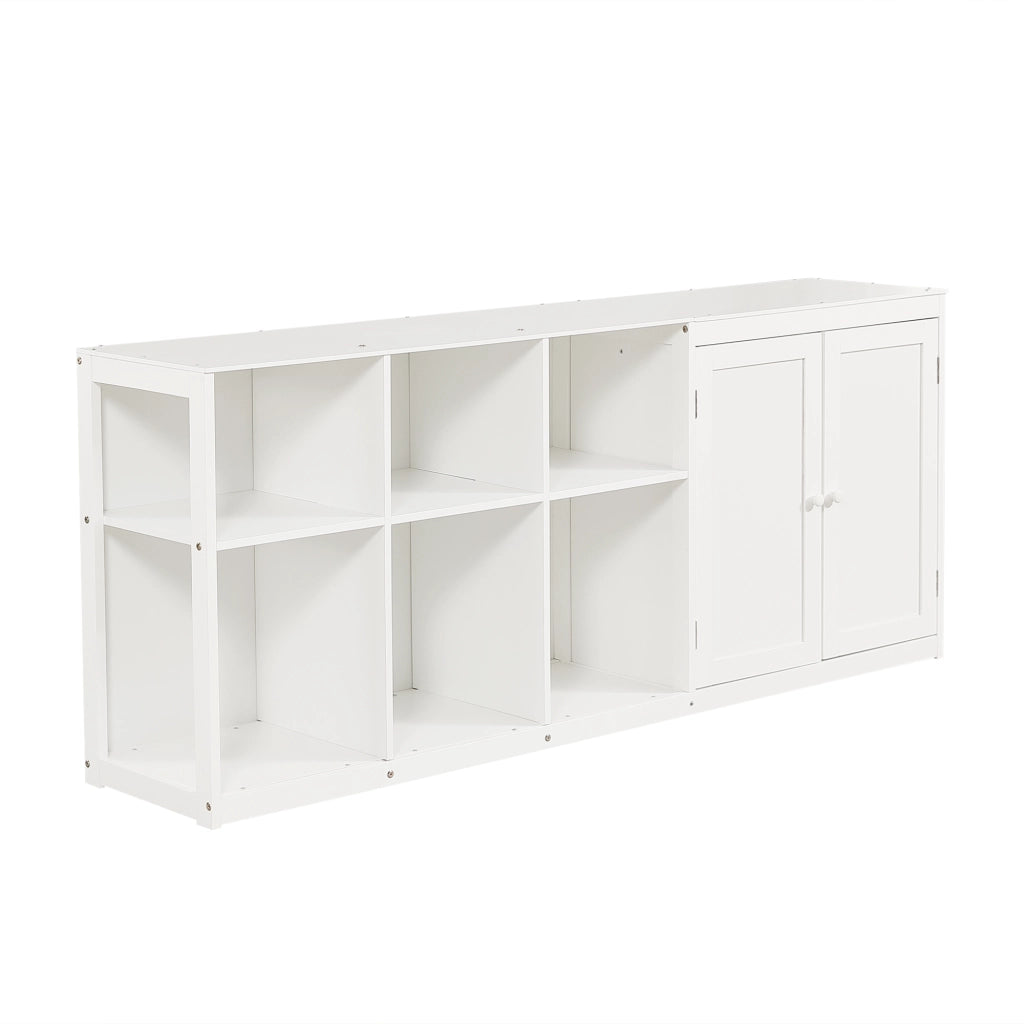 Letto a Soppalco 90x200 cm; Armadio; Scaffale Aperto e Finestra - Bianco e Naturale