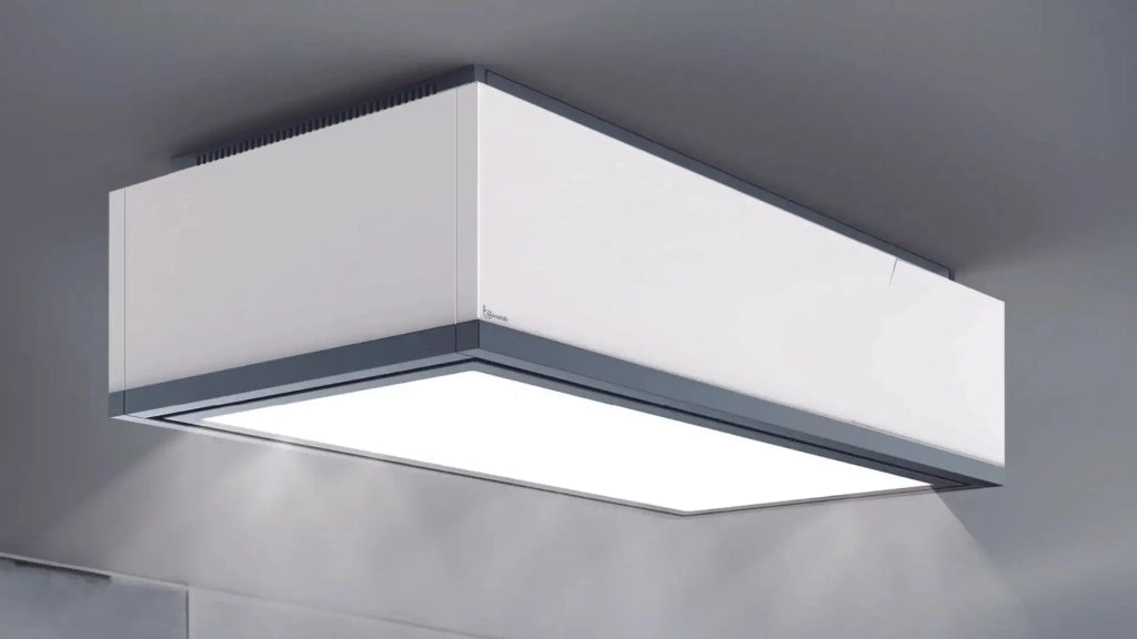 Cappa a soffitto XENIA cm 120x61-Bianca, Inox - 800 m3/h