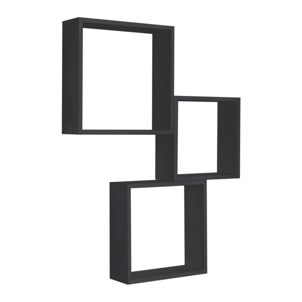 Set di 3 Mensole da Muro Modello INCUBO SLIM, Cubi Arredo, Mensole Cubo, Cubi da Parete. Misure 30x30x10cm 27x27x10cm e 24x24x10 cm. Finitura NERO - MADE IN ITALY