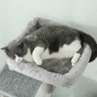 Albero per Gatti tiragraffi graffiatoi multi-accessori cuccia amaca peluche corta sisal naturale 48x40x126cm grigio