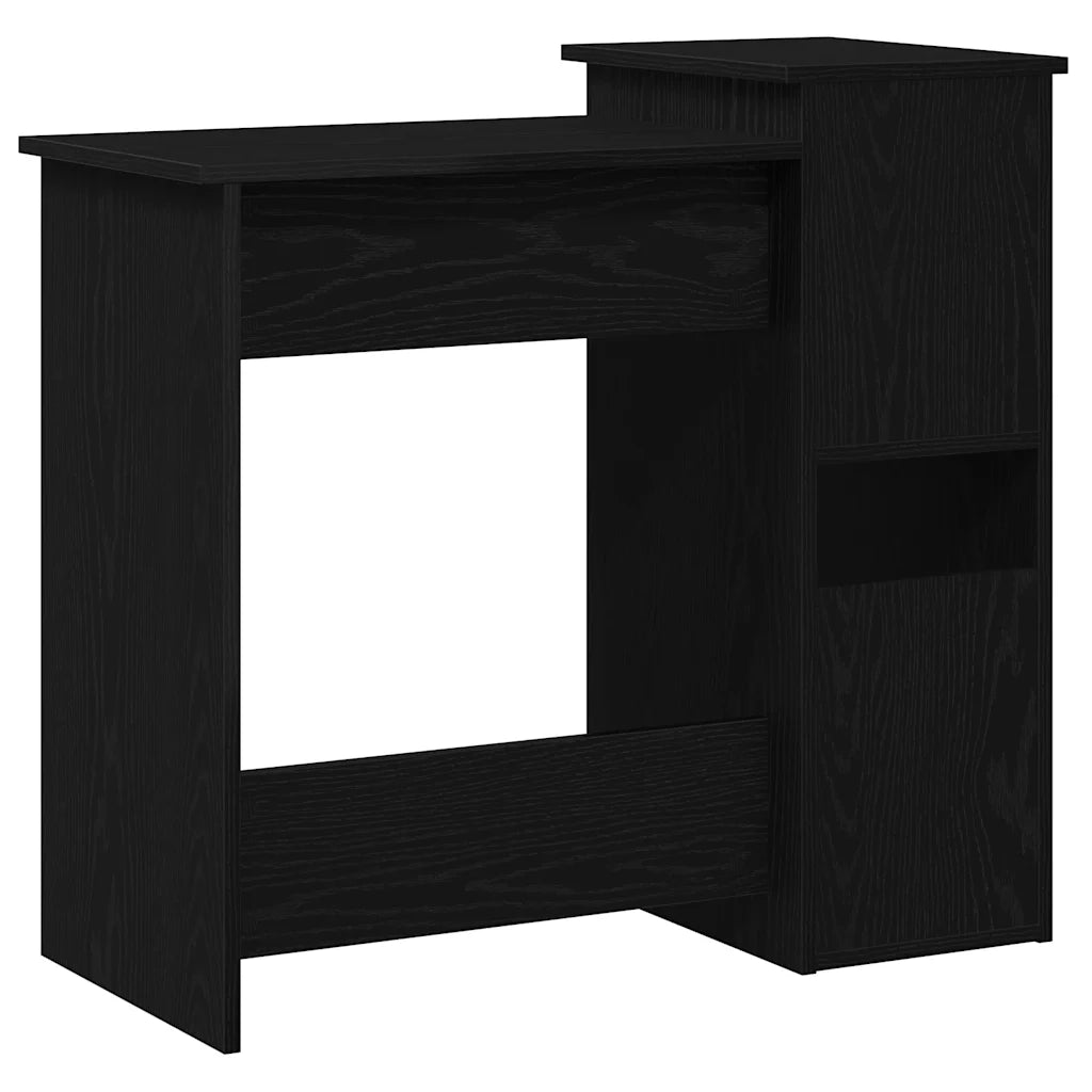 Scrivania con Mensole Nera 84x40x78 cm in Legno Multistrato