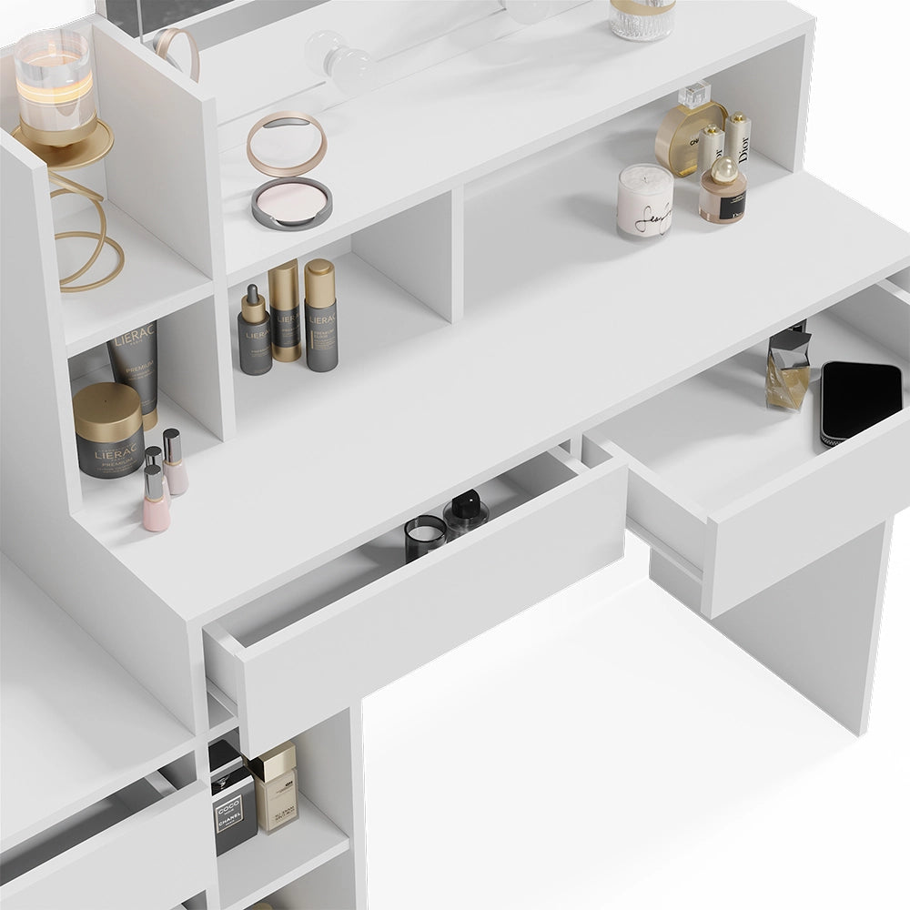 Vicco Tavolo da toilette Bianco 139.8 cm con illuminazione a LED