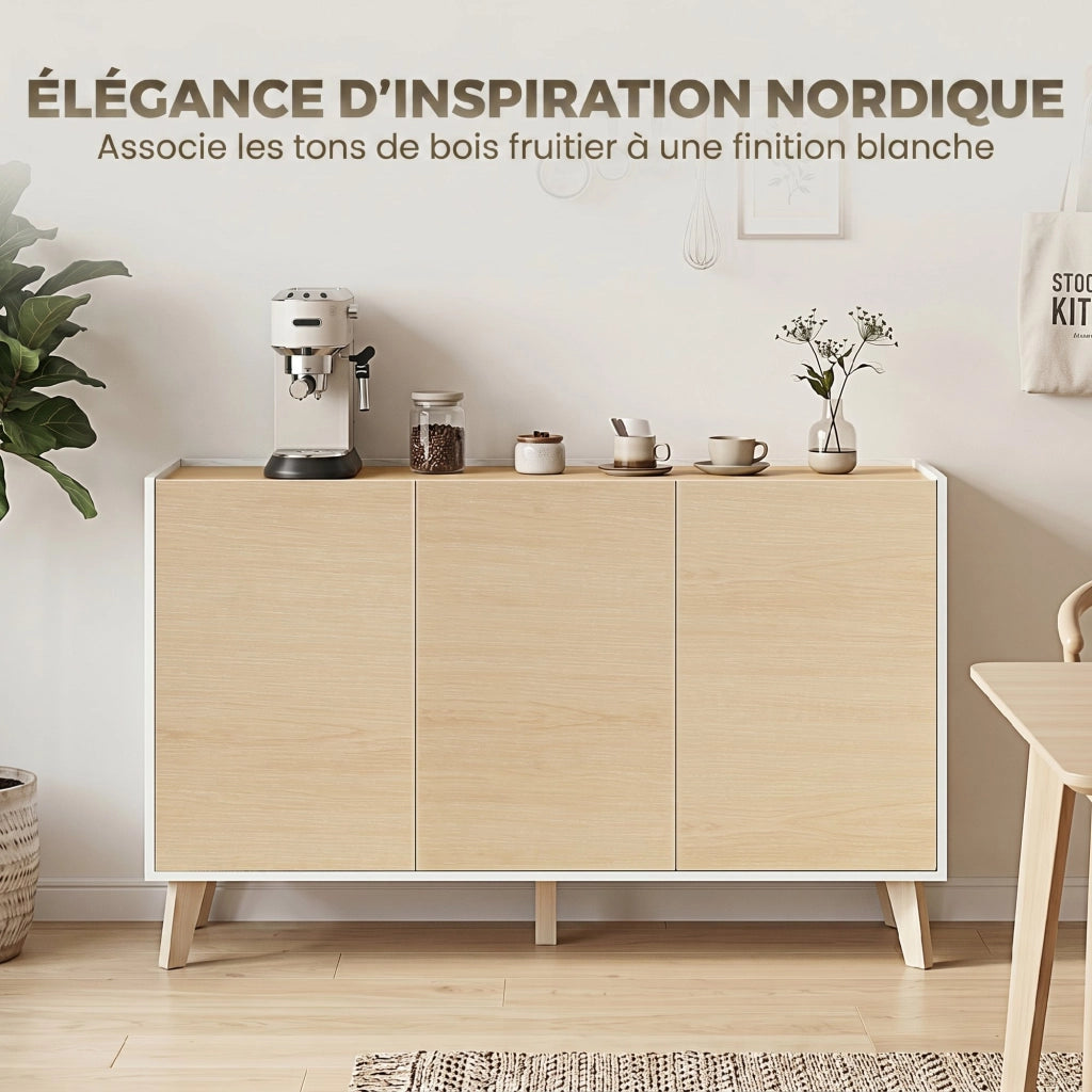 Armadio da cucina ¨C zephmum ¨C bianco e legno naturale 120x40x90