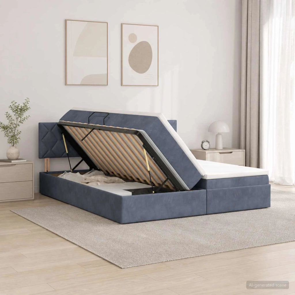 Letto con contenitore LED e materasso Grigio Scuro 200 x 200 cm 3459403