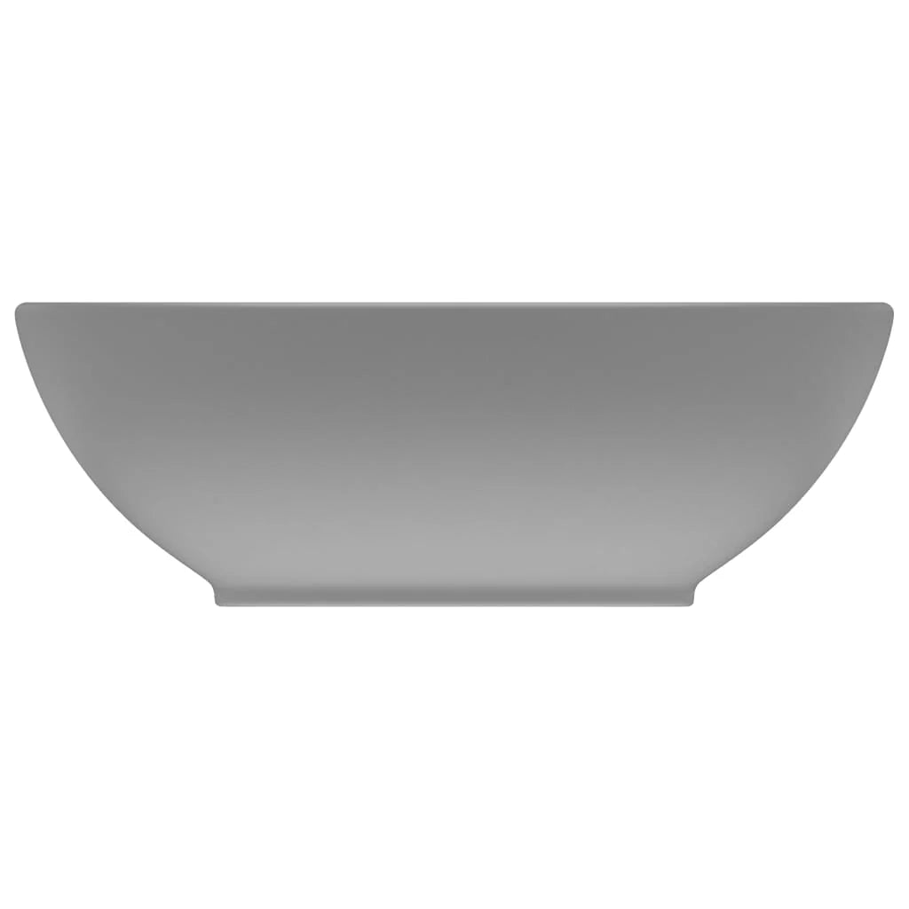 Lavabo da bagno ovale di lusso 40x33 cm in ceramica grigio chiaro opaco 02_0002669