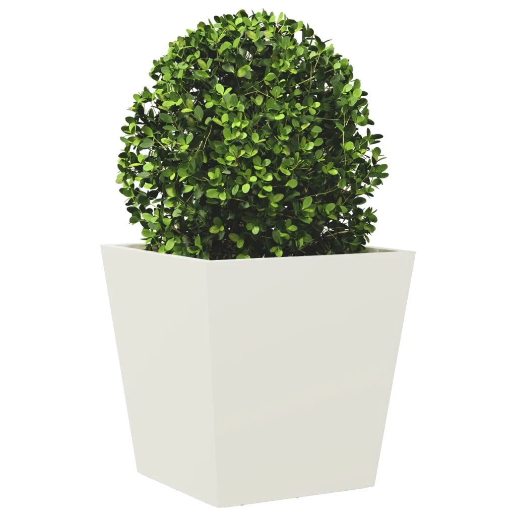 Fioriera da Giardino-Vaso da Esterno Bianca 40x40x40 cm in Acciaio 343236