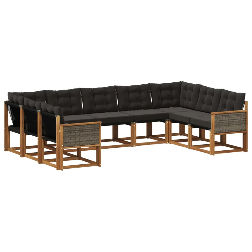 Set di divani da esterno 9 pz Naturale e Nero 3382204
