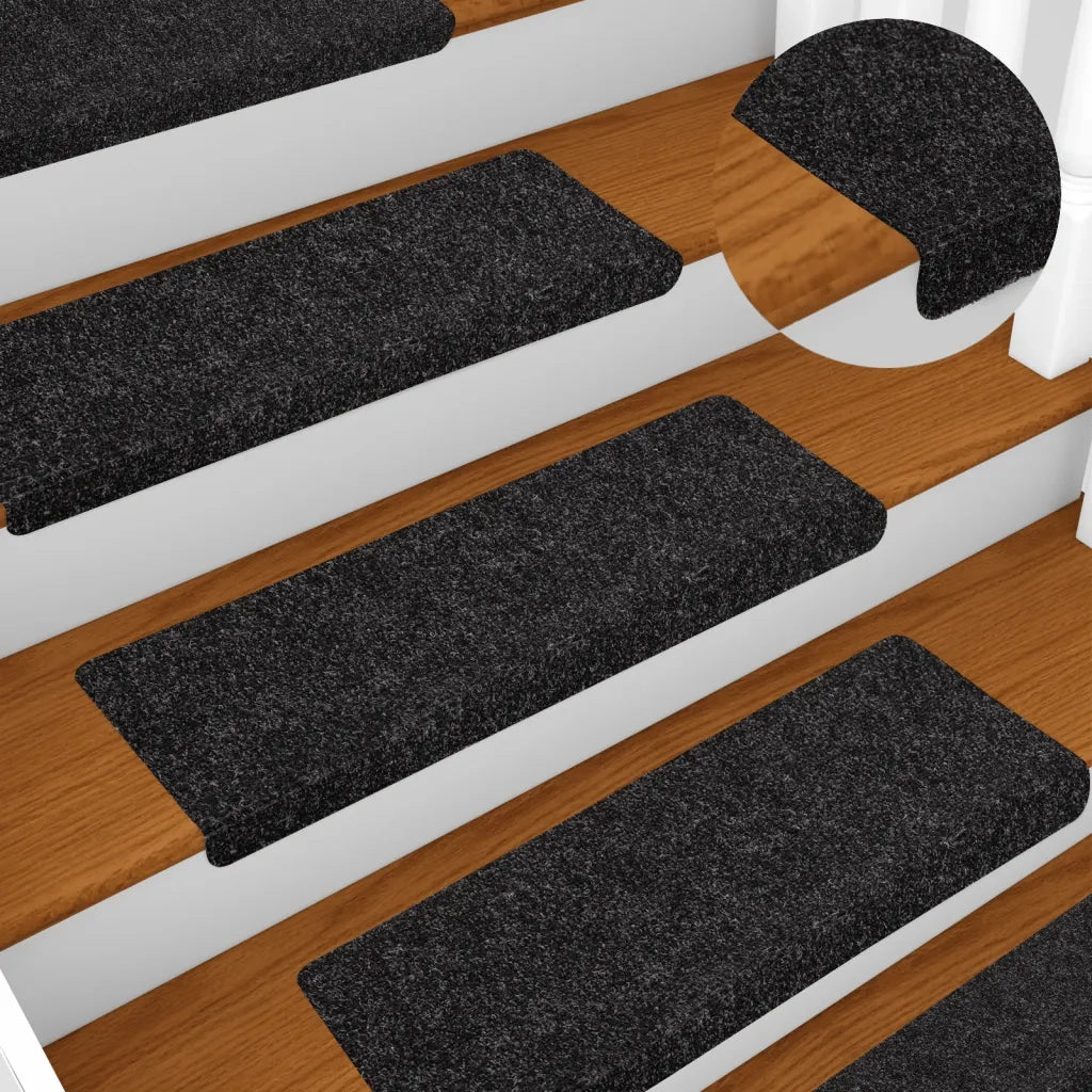 Tappetini per scale autoadesivi 10 pz 65x21x4 cm neri bordo rettangolare 149727